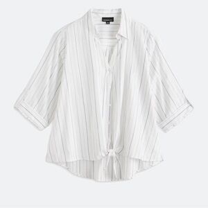 Chic White Striped Button-Down Shirt